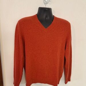 Lands' End 100% Cashmer V-Neck Sweater - Rust Size M
